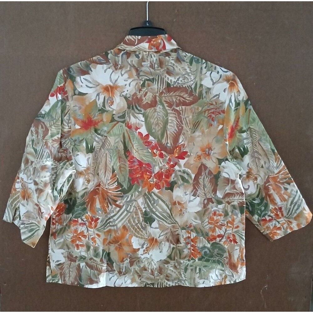 BonWorth Tropical Beachy Boho Lightweight Short Sleeve Top Medium Petite - Picture 2 of 9